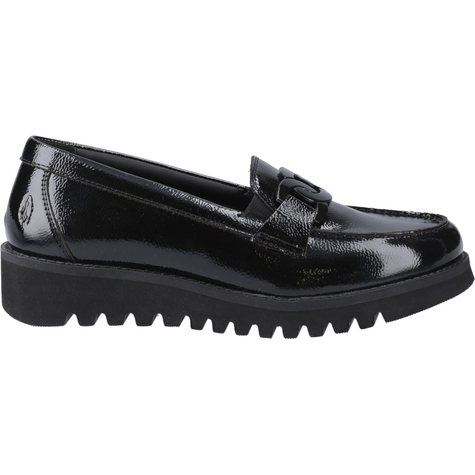 Hush Puppies Francis Loafer Patent Chaussures Plates Noires Pour Filles En Cuir