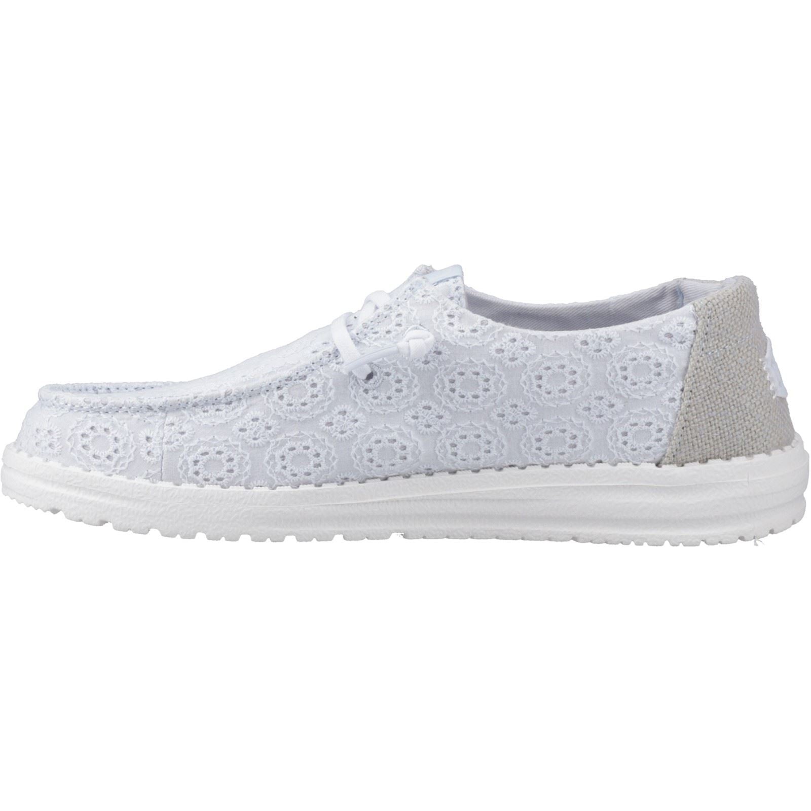 HEYDUDE Wendy Eyelet Lace Chaussures Mocassins Bleu Ancien Pour Femmes En Mélange De Coton
