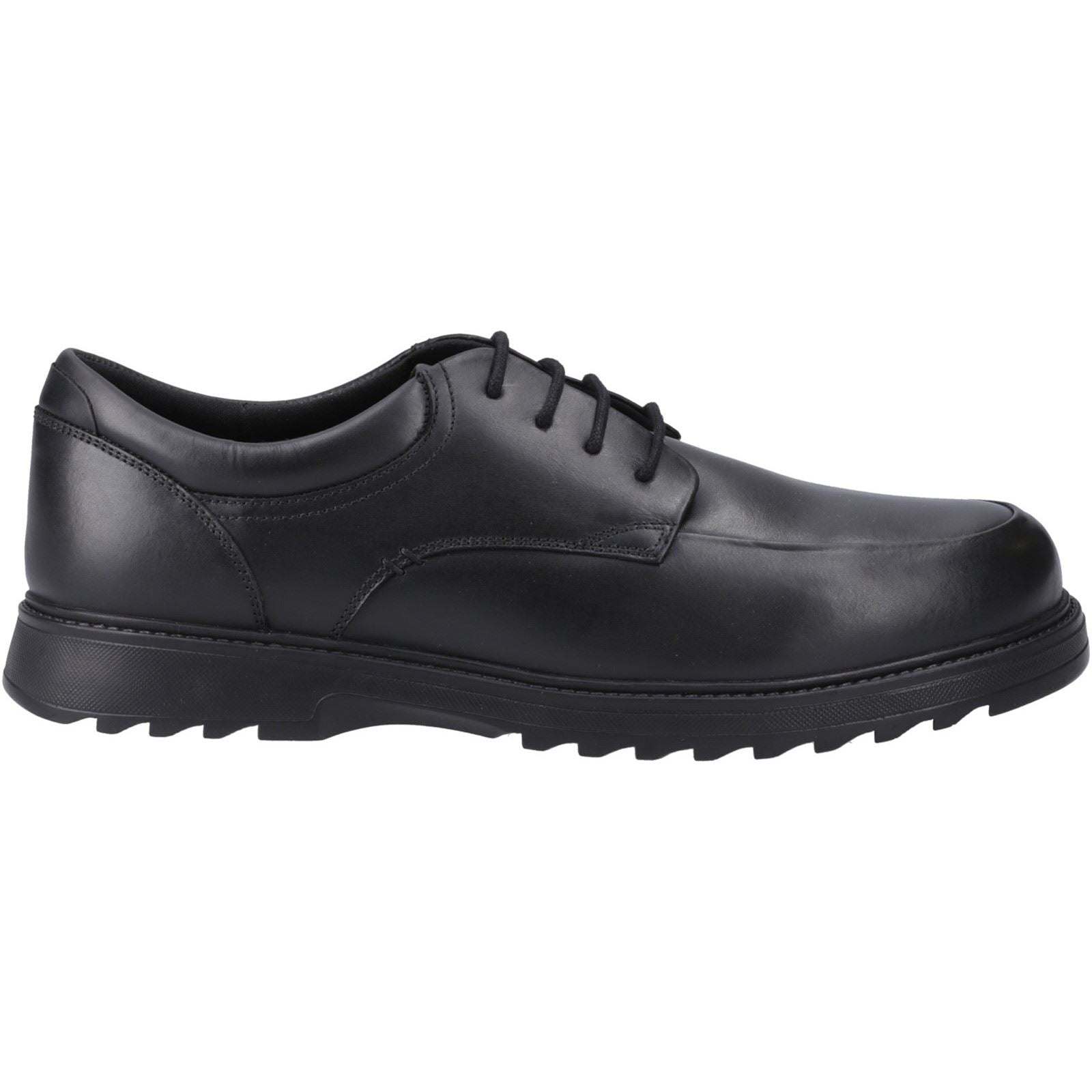 Hush Puppies Romeo Chaussures Noires Pour Garçons En Cuir.