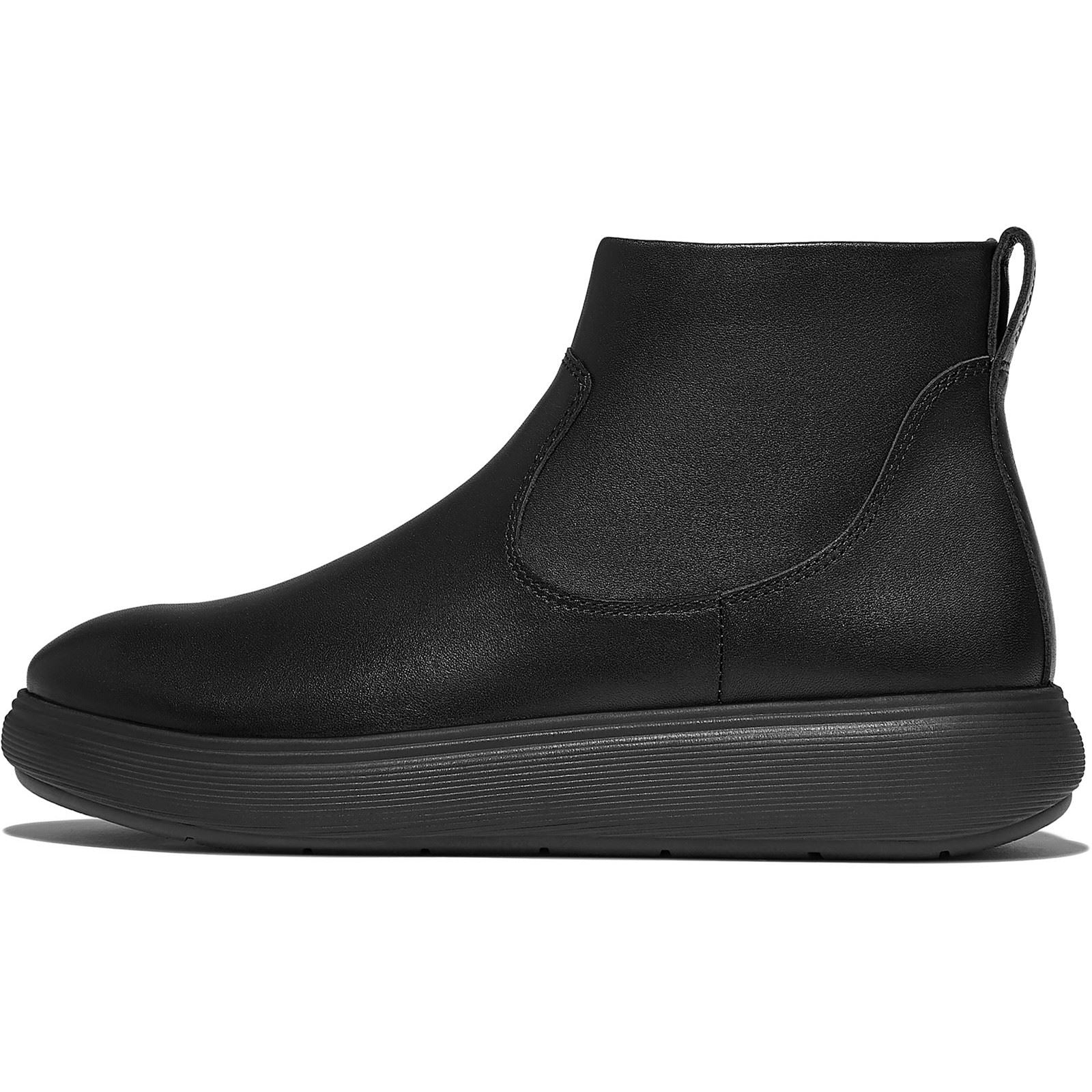 Fitflop Iq-Comff Bottes Noires Tout En Cuir Pour Femmes