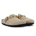 Birkenstock Boston Sabots Régulières En Daim Taupe Pour Femmes