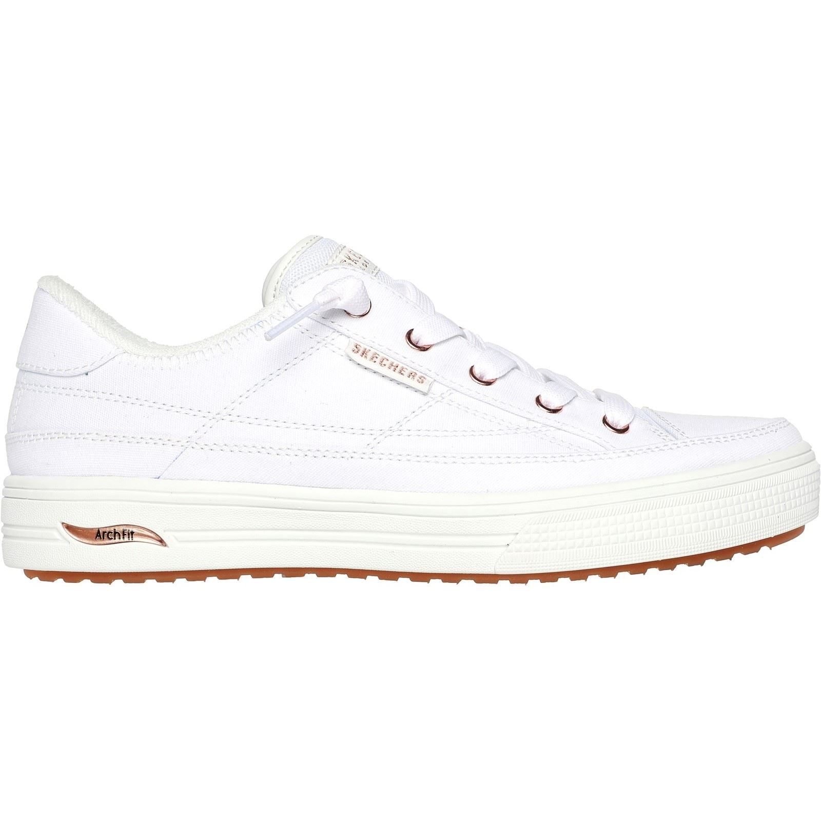Skechers Arch Fit Arcade Meet Ya There Baskets Blanches En Coton Pour Femmes