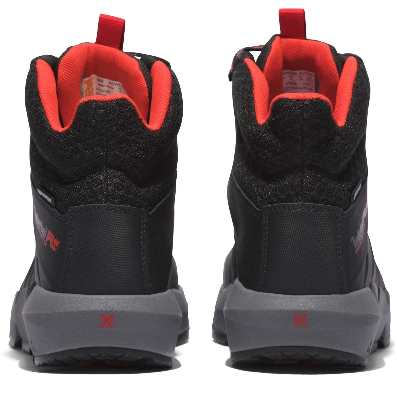 Timberland Pro Bottes De Sécurité Morphix En Cuir Noir/Rouge De Six Pouces