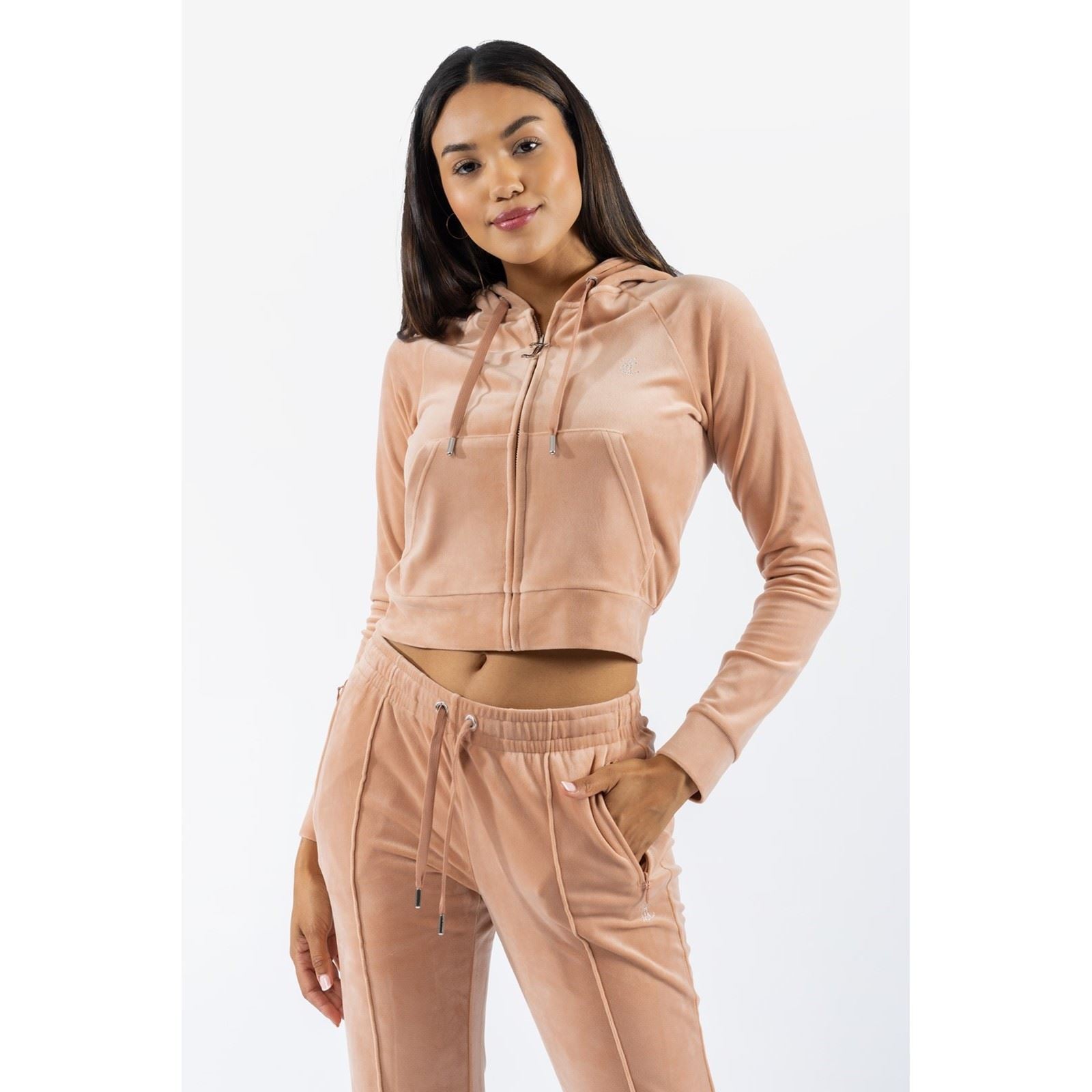 Juicy Couture Classic Haut À Capuche En Velours Classique Avec Logo Juicy Polyester Femme Beige