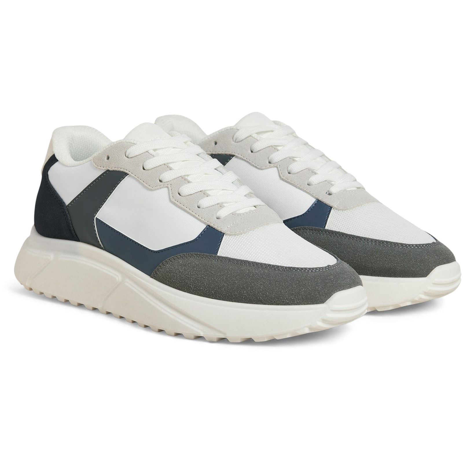 Jack & Jones Aspire Runner Sneakers Pour Homme En Polyuréthane Blanc Castlerock/Navy Blazer