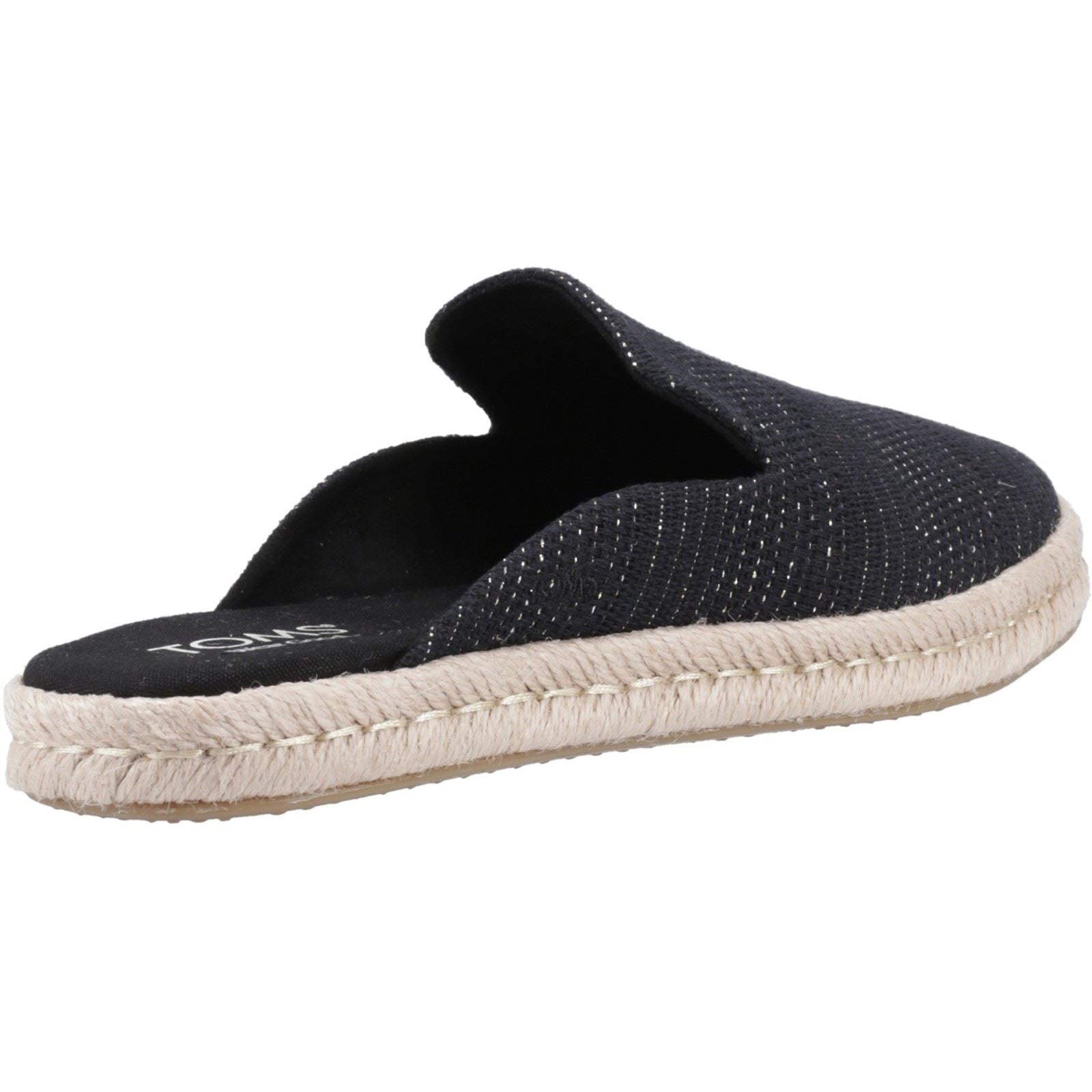 TOMS Santiago Mule Chaussons Métalliques Noirs Pour Femmes En Textile
