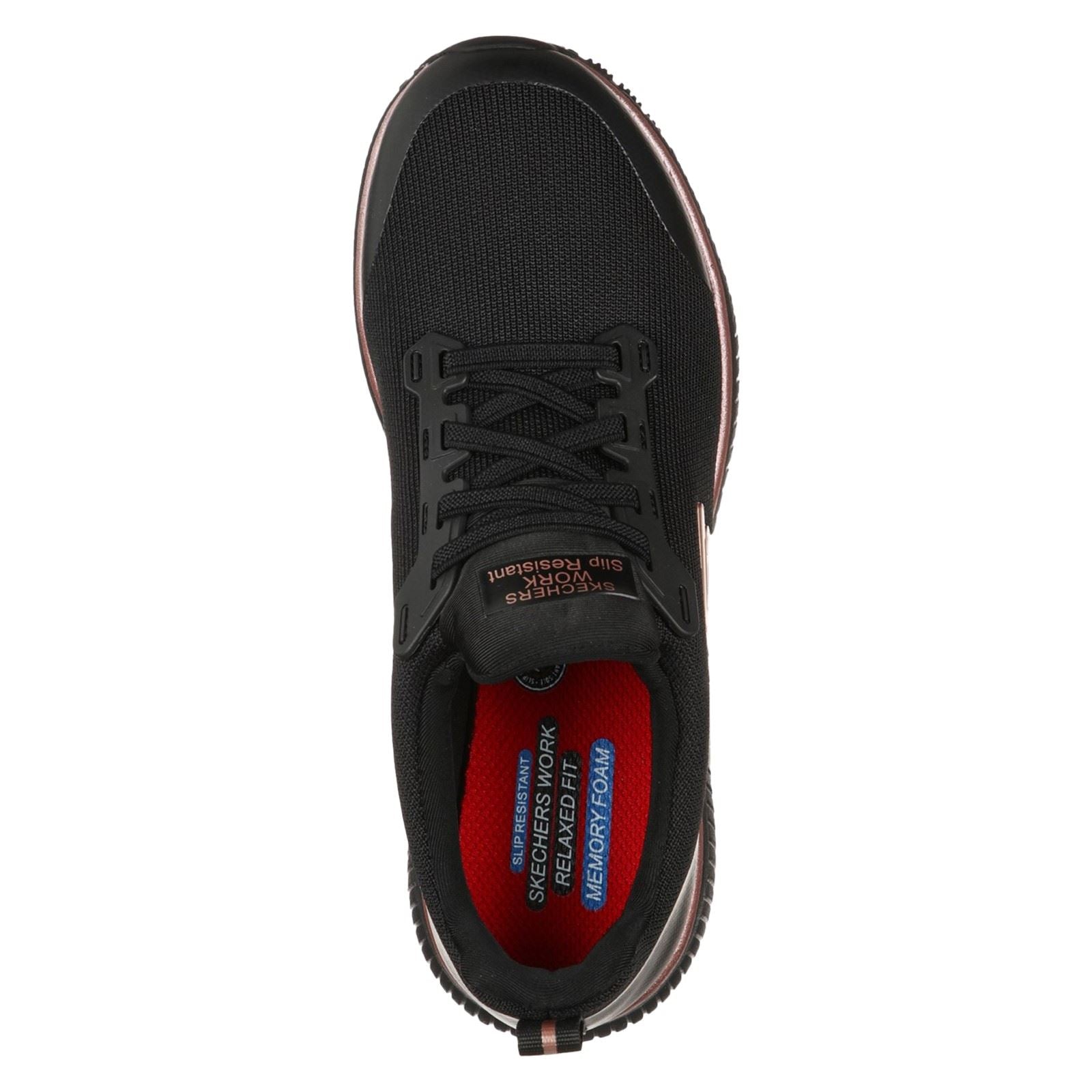 Skechers Workwear Squad SR Baskets De Sécurité Noires/Or Rose Doré En Textile Pour Femmes