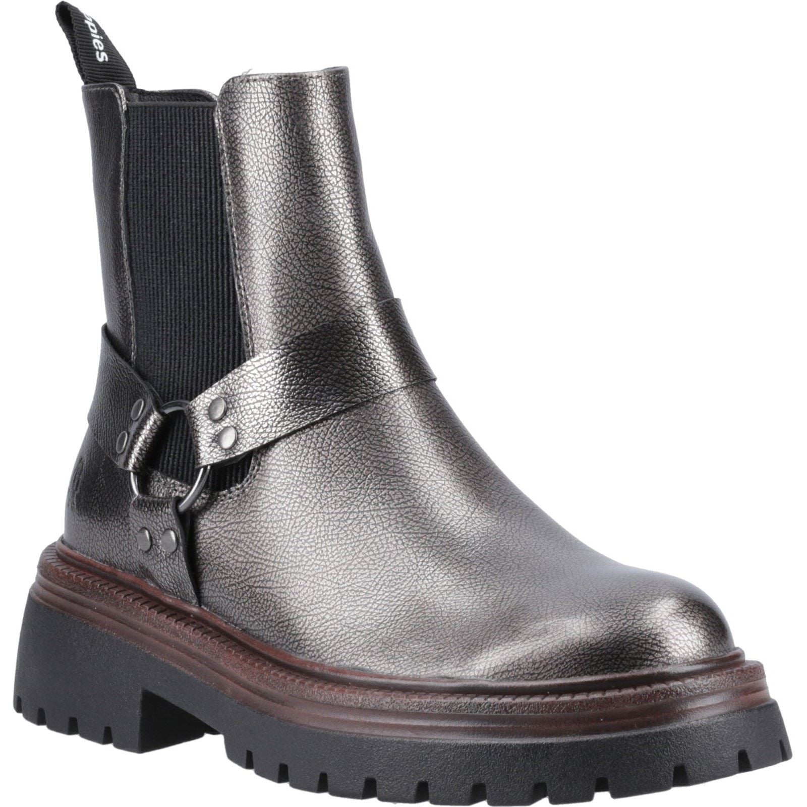 Hush Puppies Raye Chaussures Plates Chelsea Pour Femmes En Cuir Couleur Étain