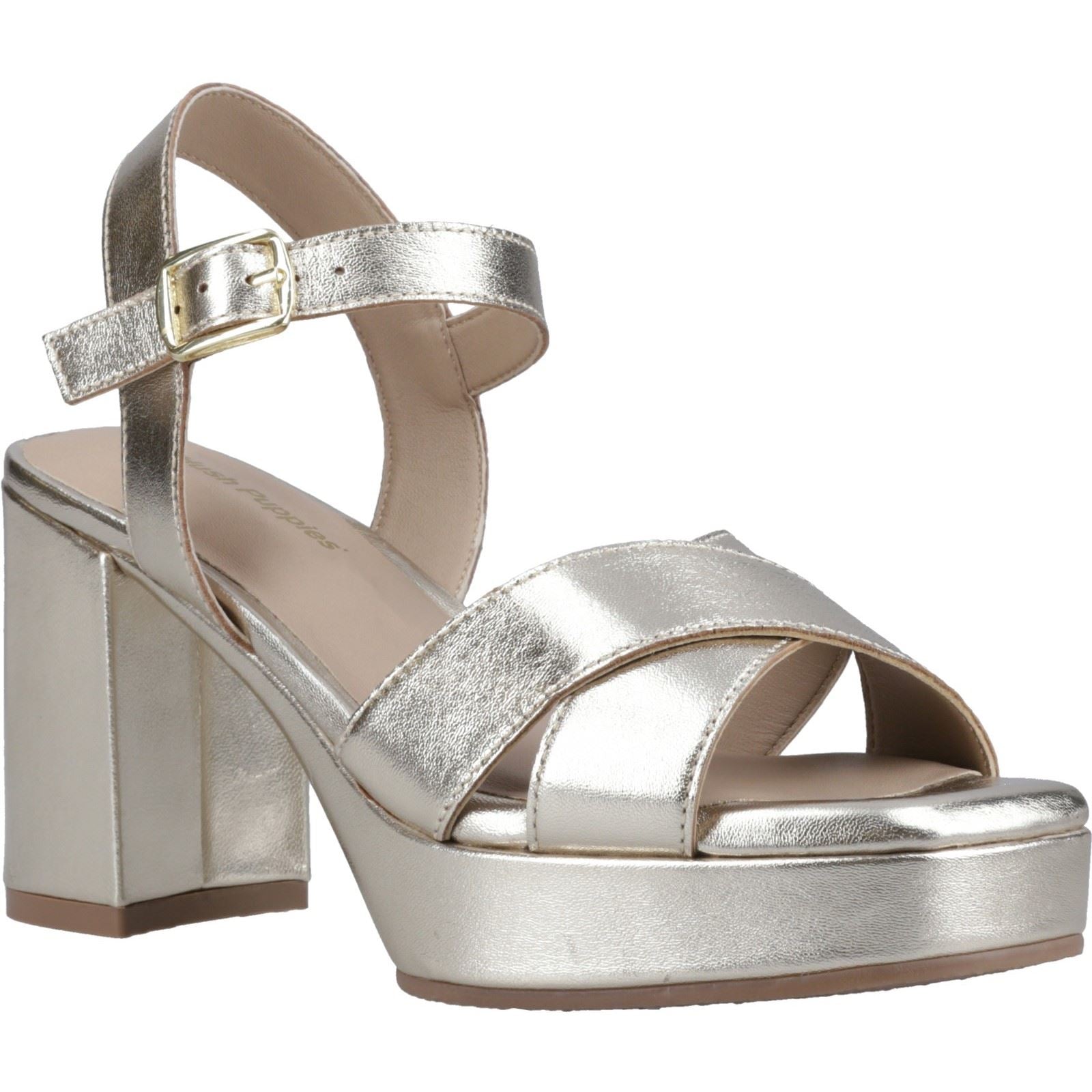 Hush Puppies Ophelia Leather Heel Sandales Femme En Or En Suède