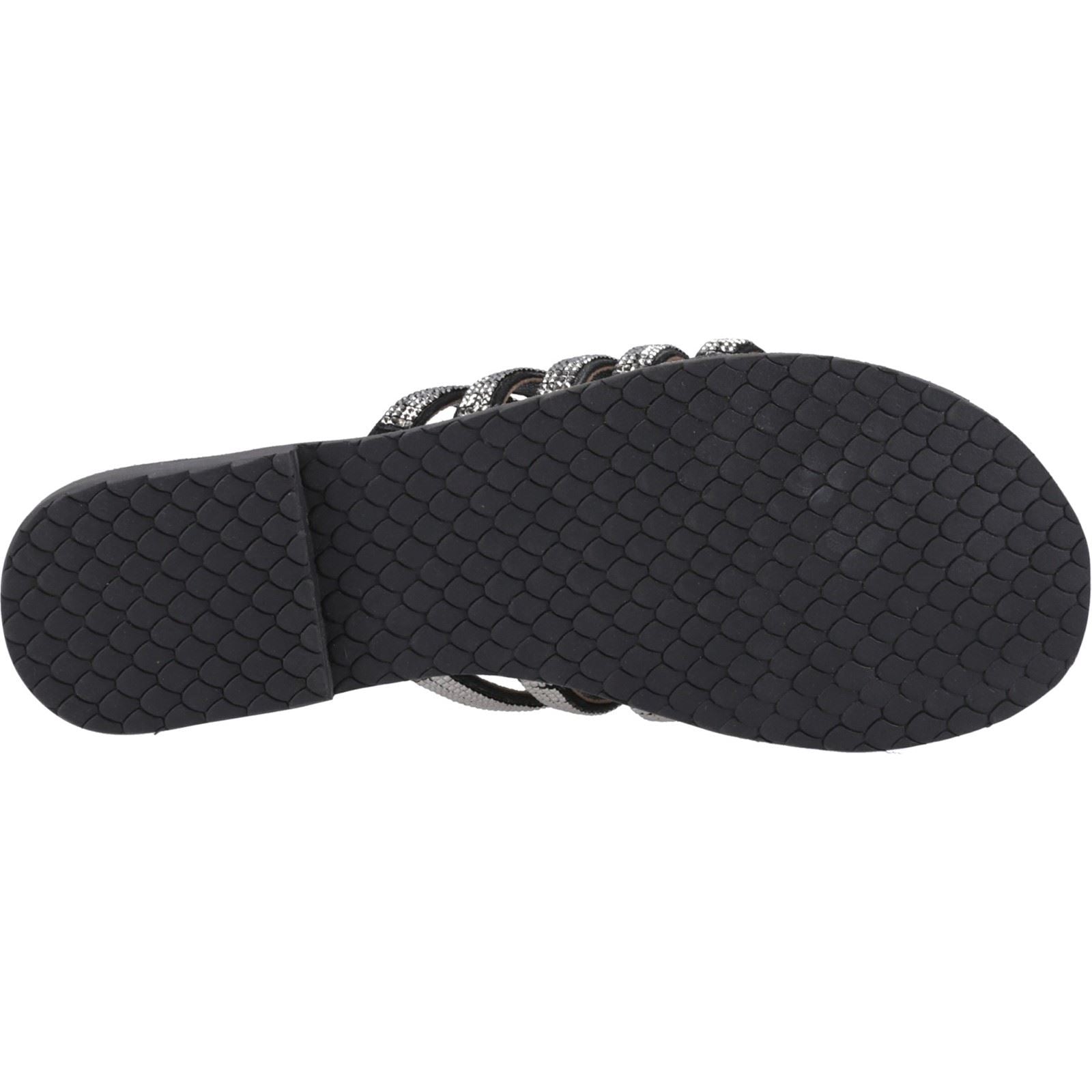 Hush Puppies Paris Slide Sandales Pour Femmes En Suède Noir/Argent