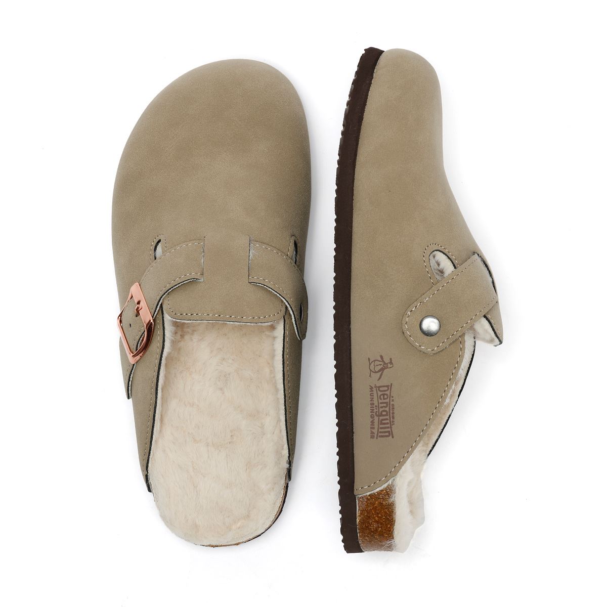 Penguin Poppy Fur Mules Beige Femme Suede