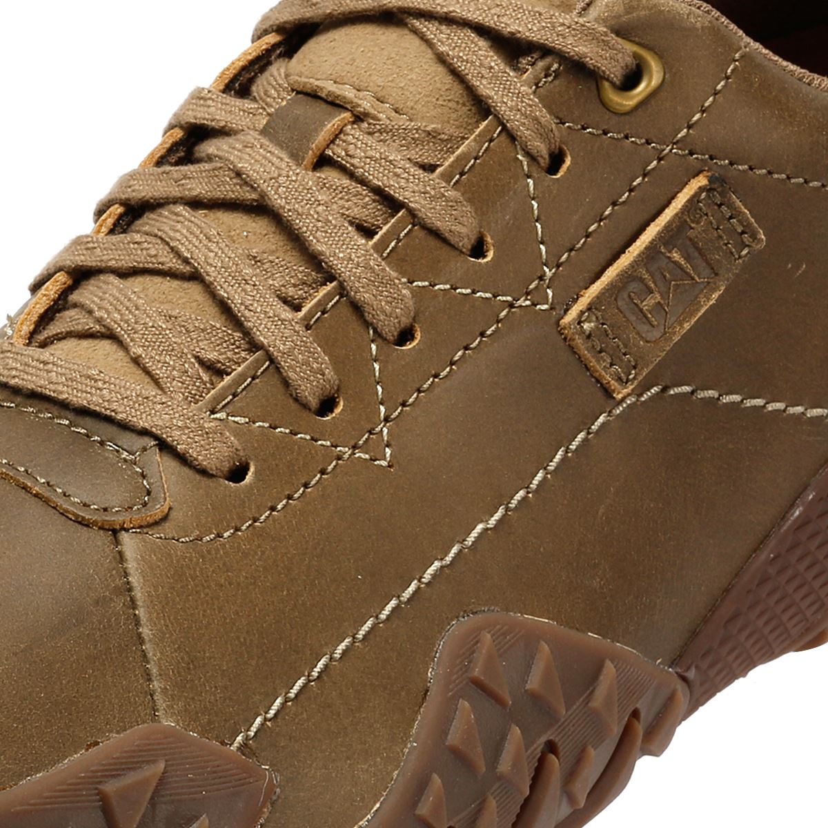 Caterpillar Gridlock Lo Full Grain Chaussures À Lacets Beige En Cuir Pour Homme