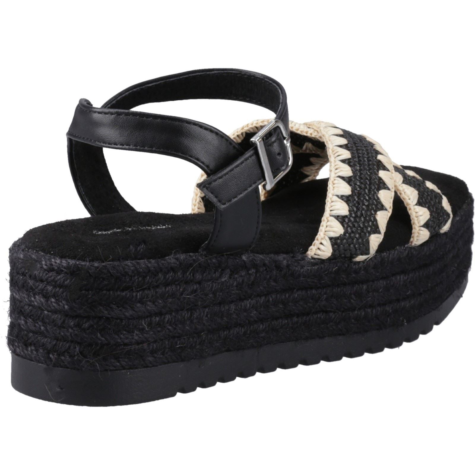Hush Puppies Jemma Espadrille Sandales Pour Femmes En Polyuréthane Noir