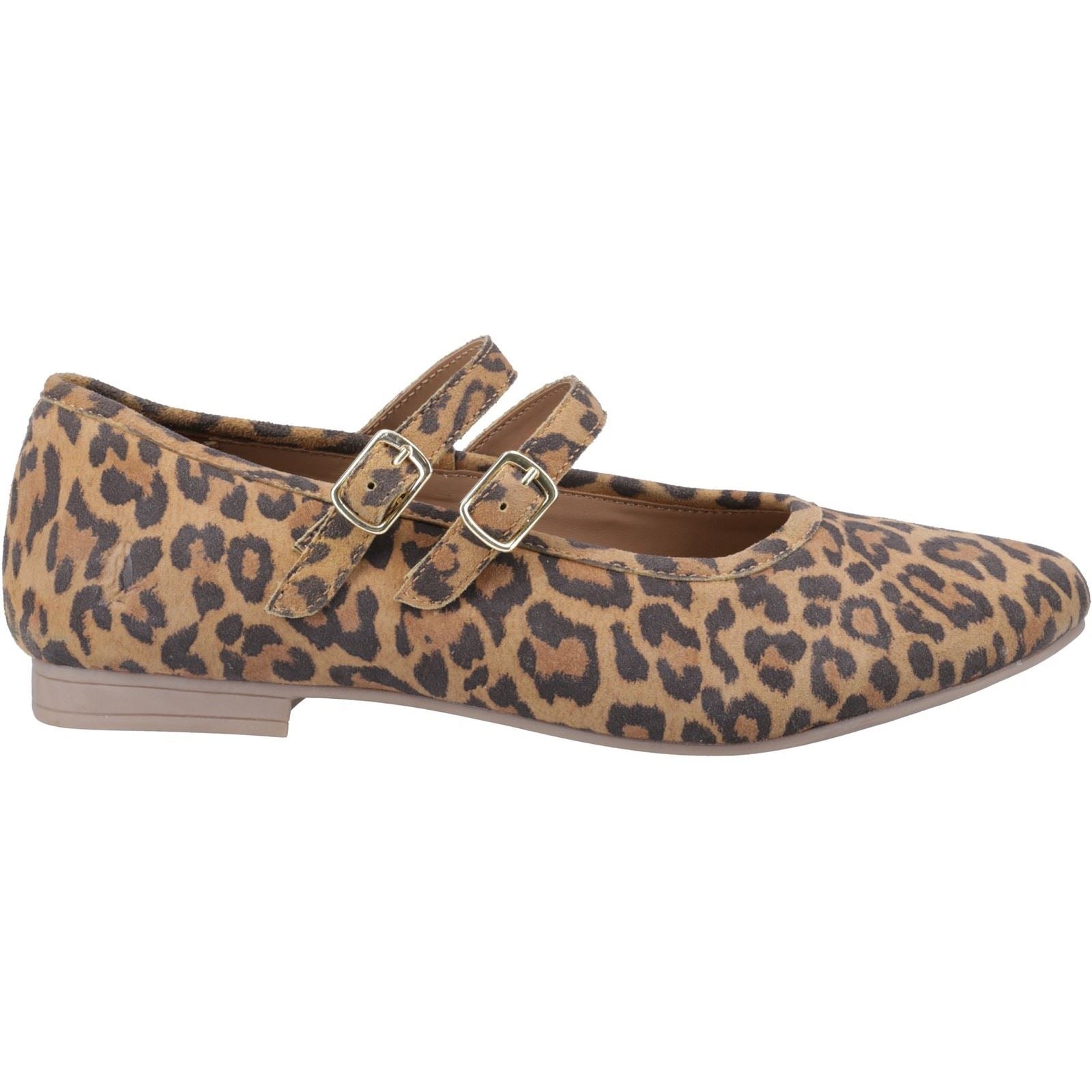 Hush Puppies Nancy Mary Jane Chaussures Plates Léopard Pour Femmes En Cuir