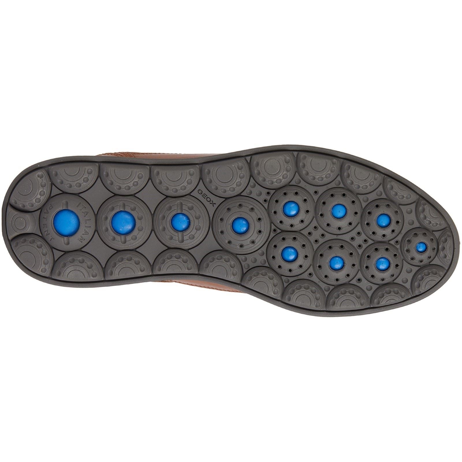 Geox U SPHERICA EC12 Baskets Pour Hommes En Cuir Pleine Fleur Bovin De Couleur Cognac
