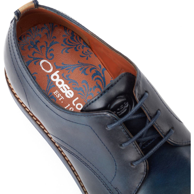 Base London Roly Chaussures À Lacets En Cuir Pour Hommes Bleu Marine