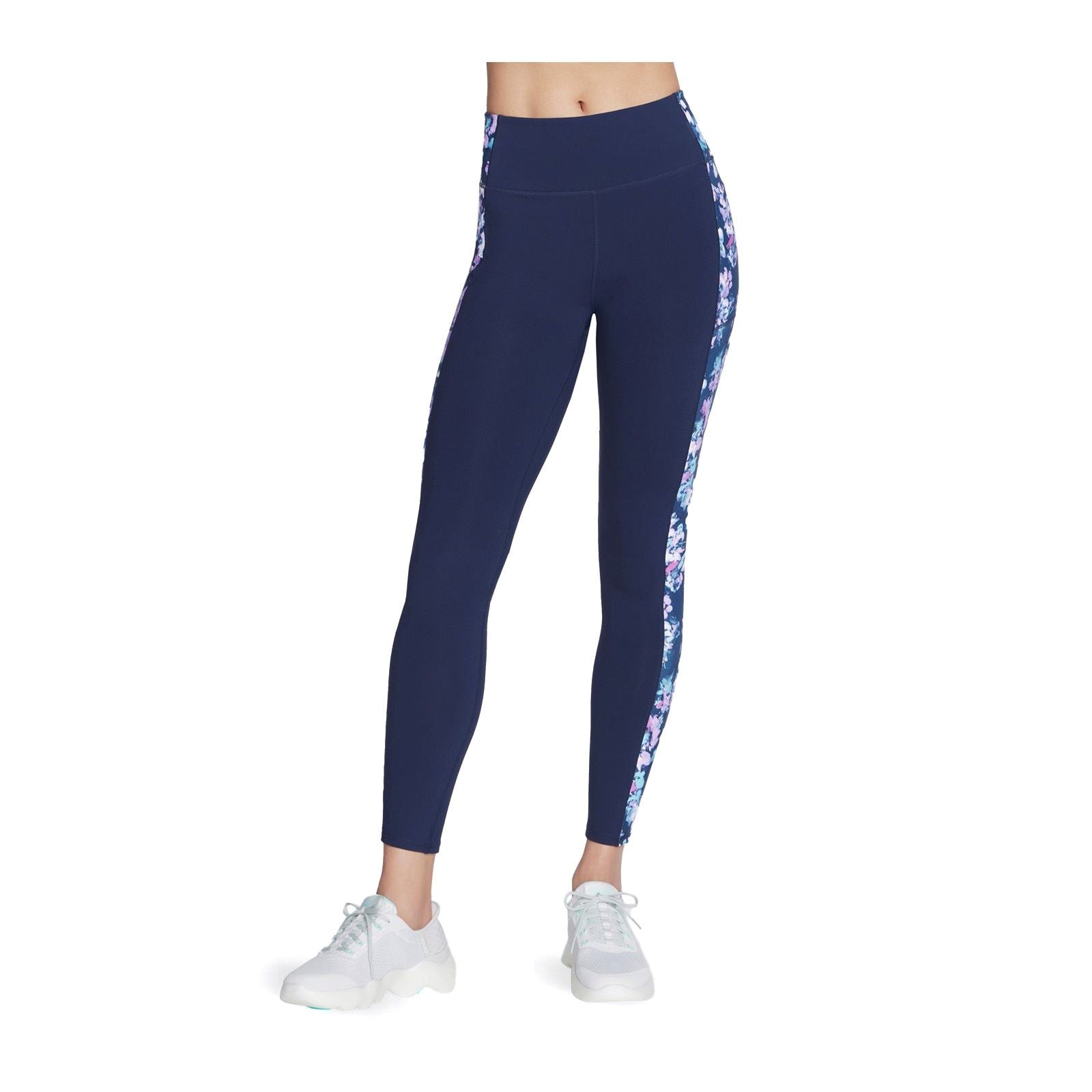 Skechers Performance GOWALK Misty Floral Legging Leggings De Sport Bleus En Nylon Pour Femmes