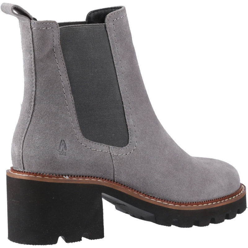 Hush Puppies Gaia Bottes Chelsea À Talons En Cuir Pour Femmes Couleur Gris.
