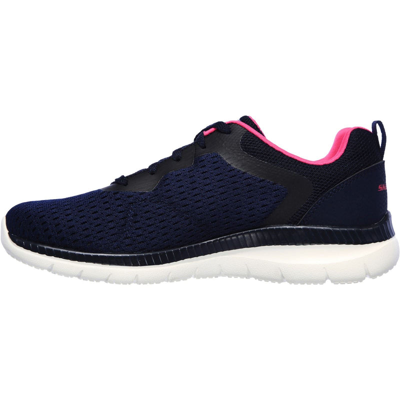 Skechers Bountiful Quick Path Baskets Pour Femmes En Textile Bleu Marine/Rose Vif