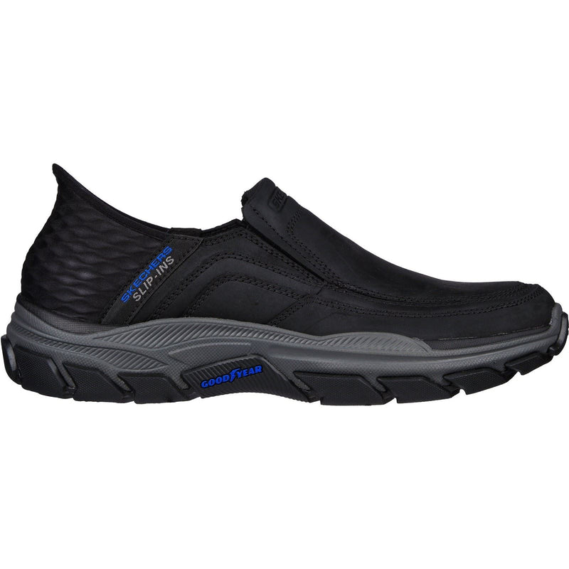 Skechers Respected Elgin Chaussures Mocassins Noires En Cuir Pour Hommes
