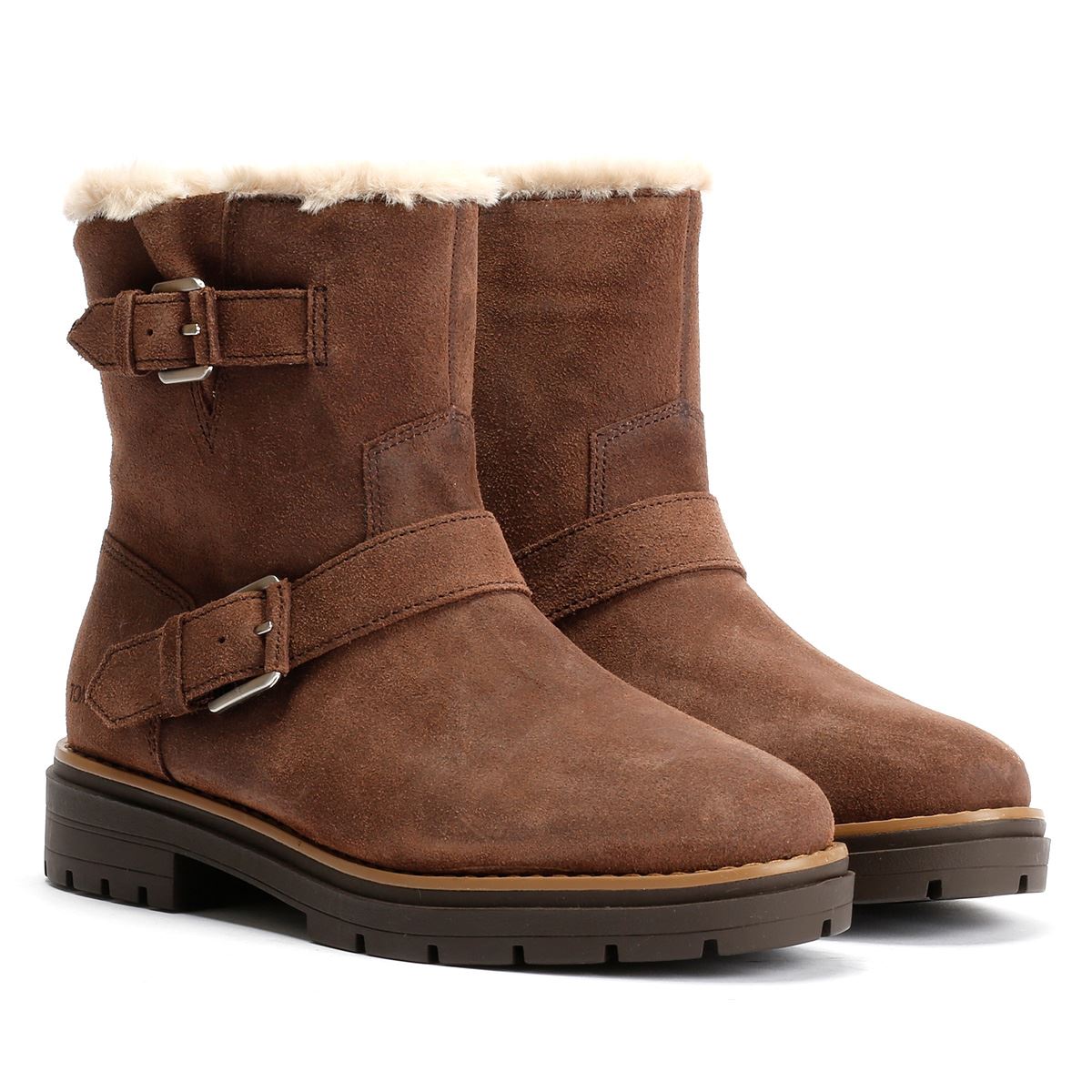 TOMS Ionie Moto Bottes Brunes Pour Femmes En Suede