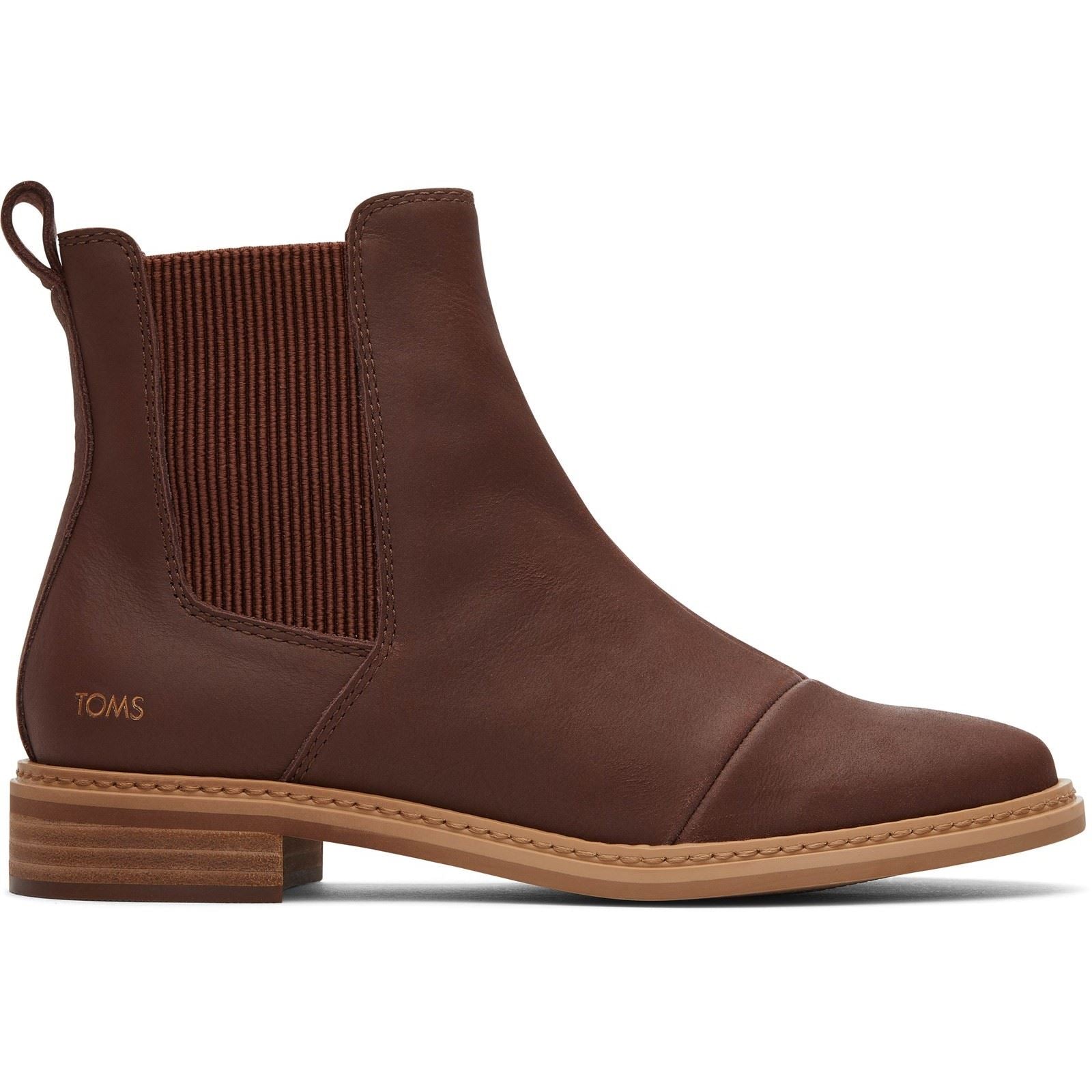 TOMS Charlie Bottes Chelsea À Talons En Cuir Pour Femmes En Châtaignier