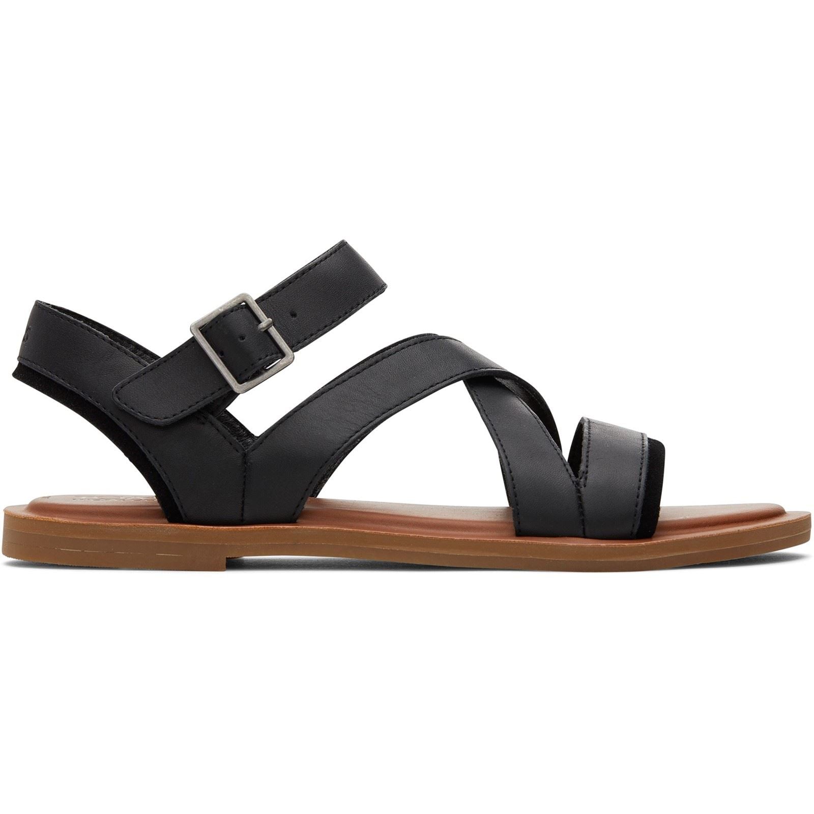 TOMS Sloane Sandales Noires Pour Femmes En Cuir De Vache À 100%