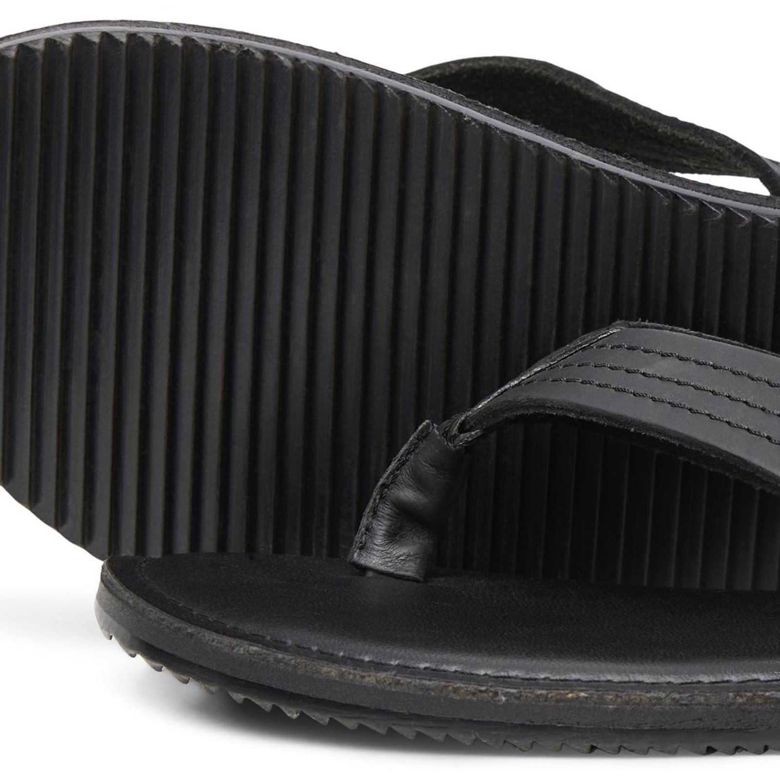 Jack & Jones Washton Tongs Pour Hommes En Cuir Anthracite
