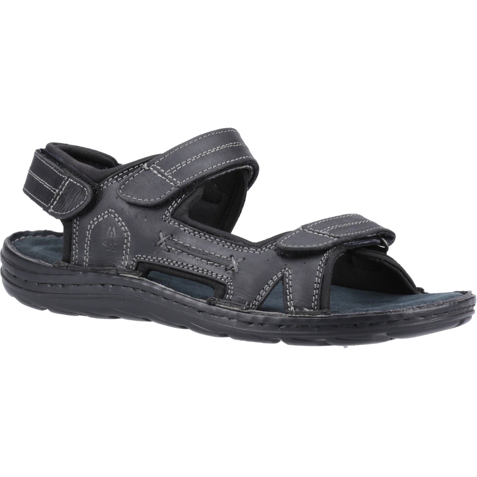 Hush Puppies Alistair Sandales Noires Pour Hommes En Cuir