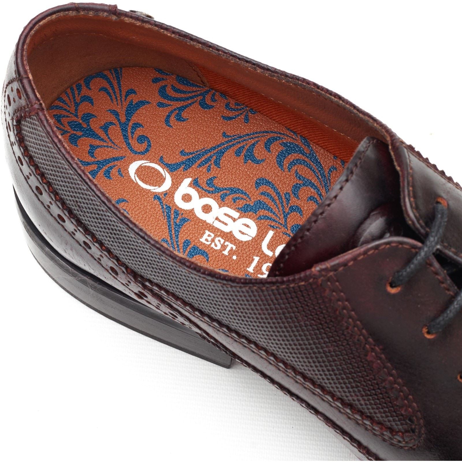 Base London Steeple Brogue Chaussures Brogues En Cuir Pour Hommes Marron Brûlé