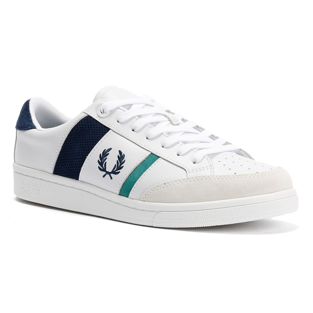 Fred Perry B725 Baskets Blanches En Cuir Pour Hommes