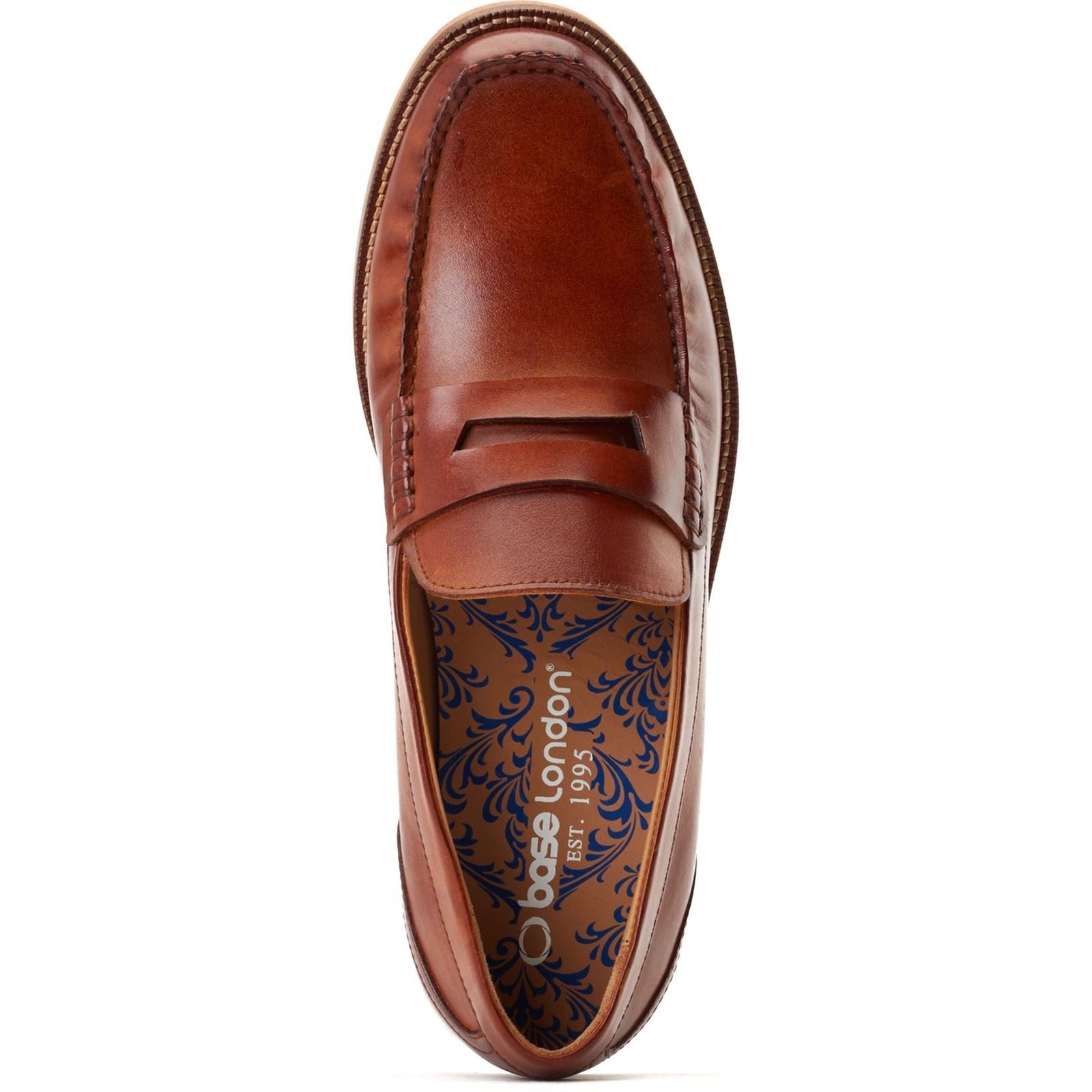 Base London Garfield Chaussures À Enfiler Pour Hommes En Cuir Brûlé