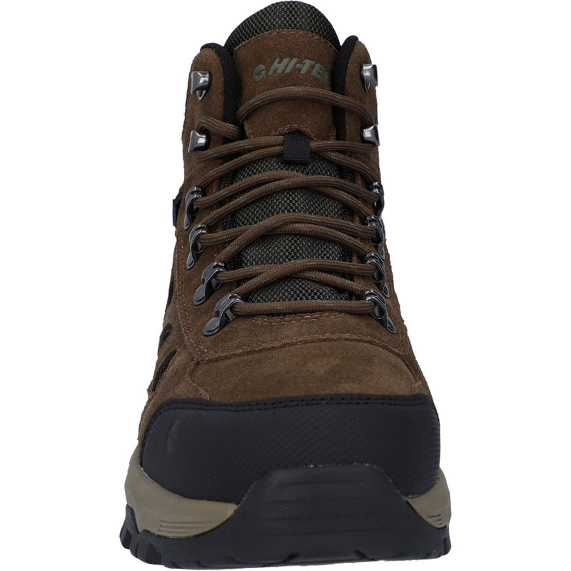 Hi-Tec Bandera Expedition Mid Wide Chaussures De Randonnée Pour Homme En Cuir Brun Fumé/kaki