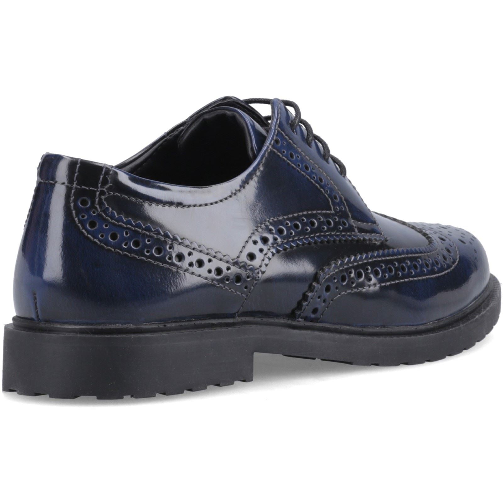 Hush Puppies Verity Hi-Shine Chaussures En Cuir Pour Femmes Brogues Navy