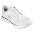 Skechers Flex Appeal 5.0 Fresh Touch Baskets En Cuir Blanc/Argent Pour Femmes