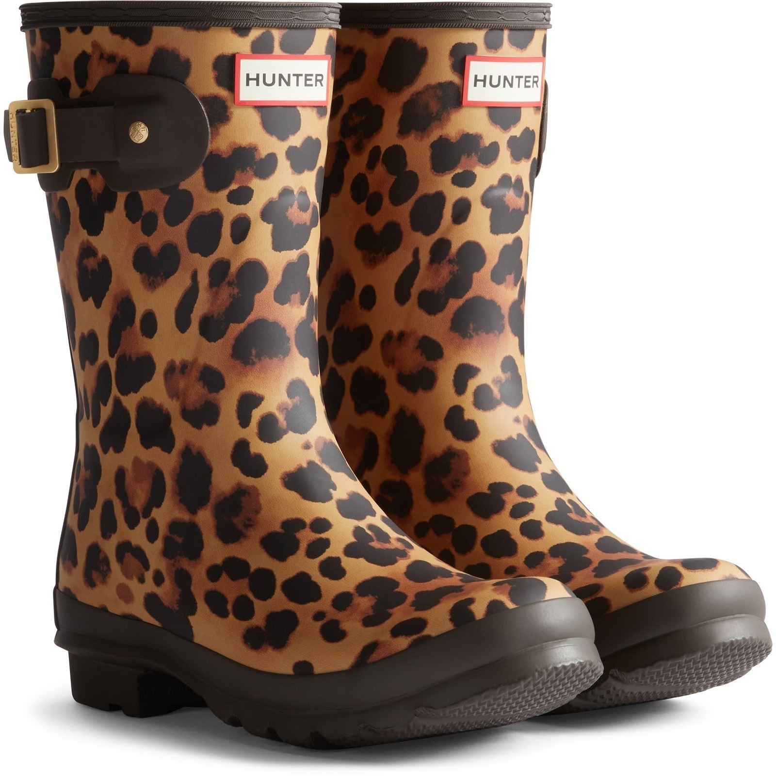 Hunter Original Short Leopard Boot Bottes En Caoutchouc Pour Femmes Imprimé Léopard/Marron Chocolat