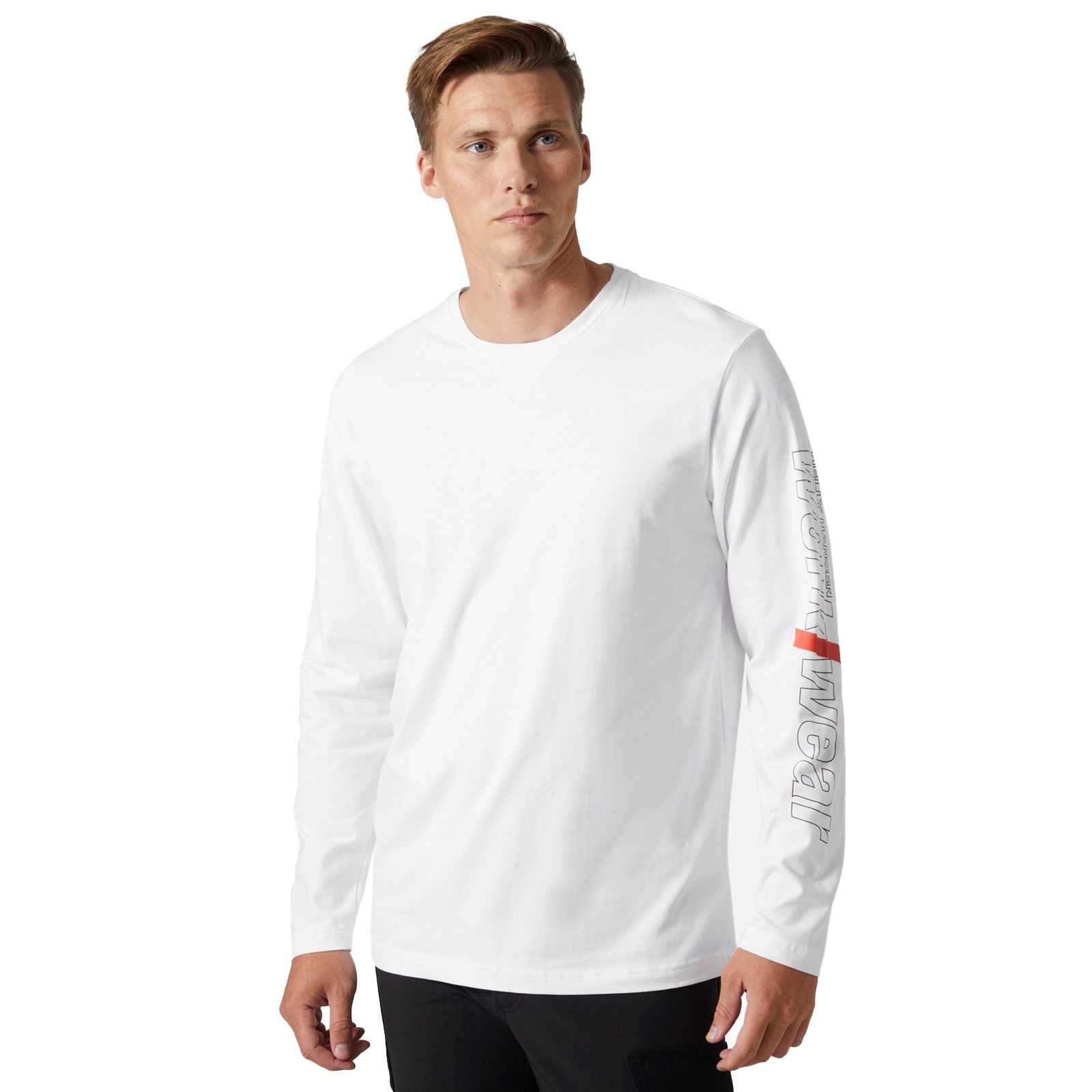 Helly Hansen Workwear Logo Longsleeve T-Shirt Blanc En Coton Pour Hommes