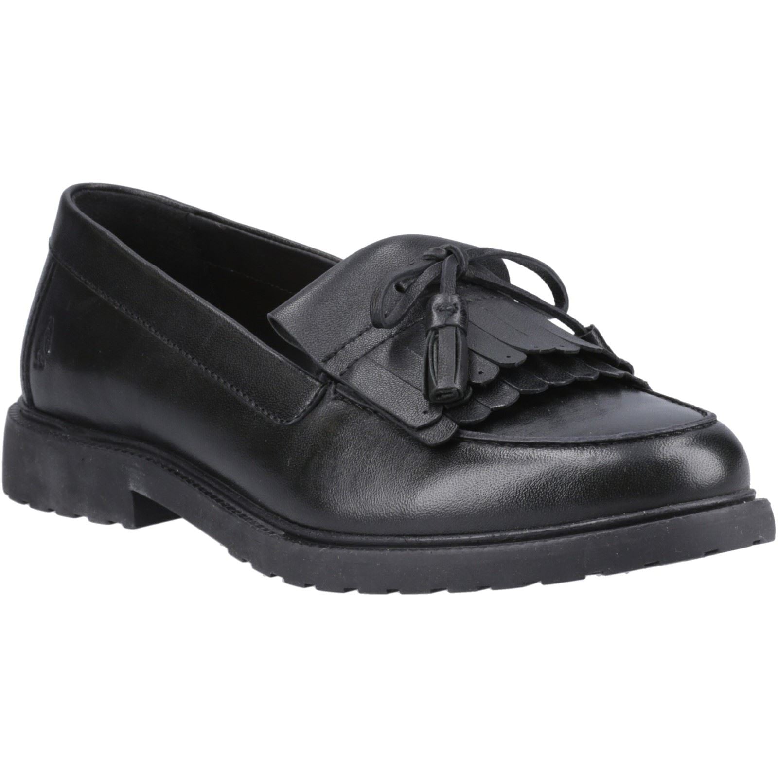 Hush Puppies Verity Kiltie Mocassins Noirs Pour Femmes En Cuir