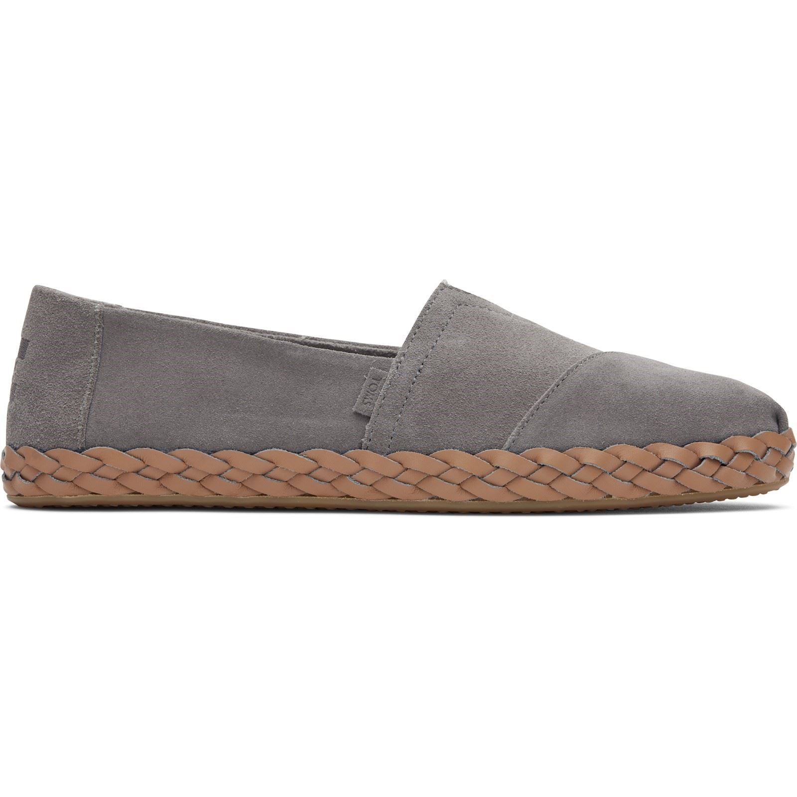 TOMS Alpargata Leather Wrap Espadrilles En Cuir Gris Pour Femmes