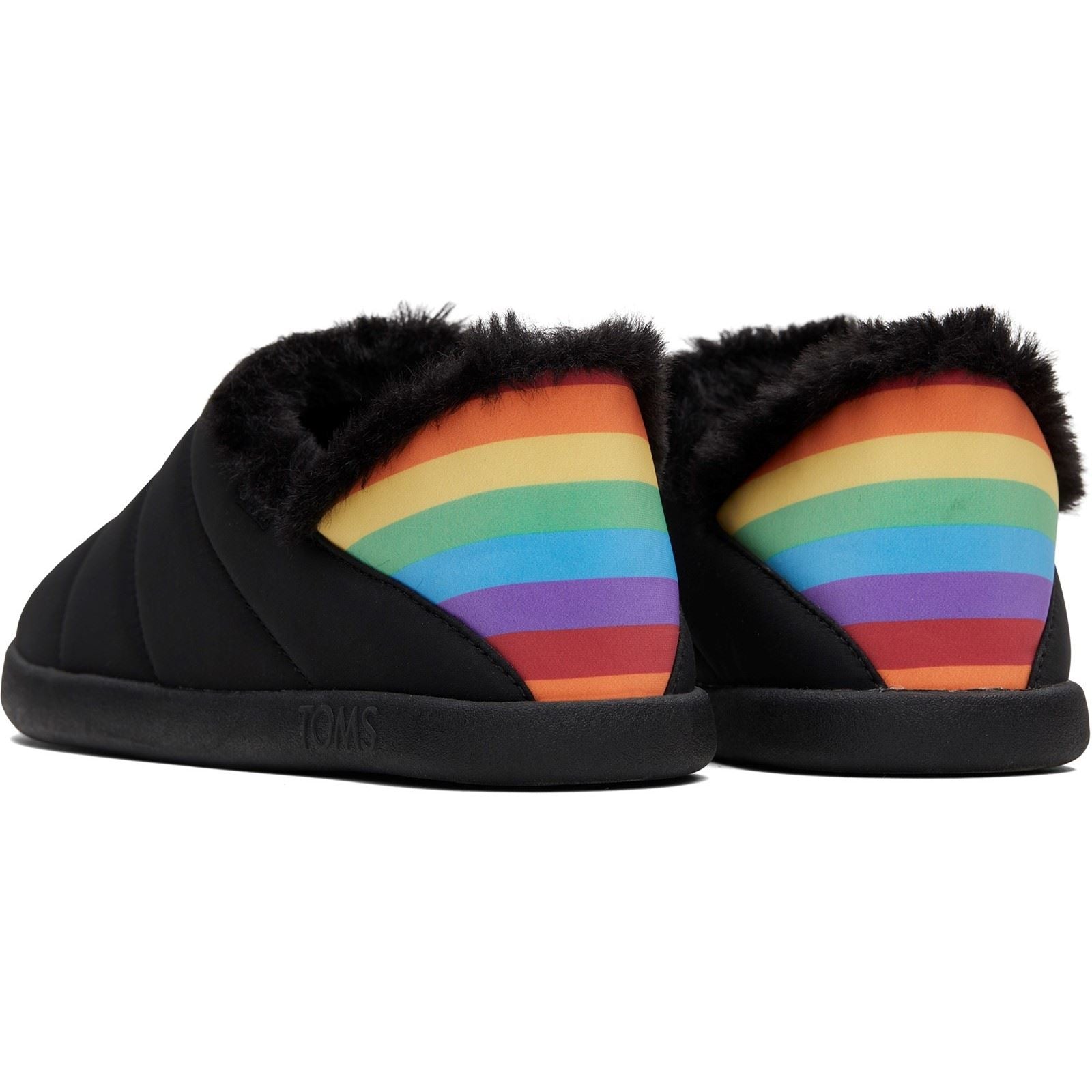 TOMS Ezra Chaussons En Nylon Pour Femmes Noir Mat Tissé/Arc En Ciel