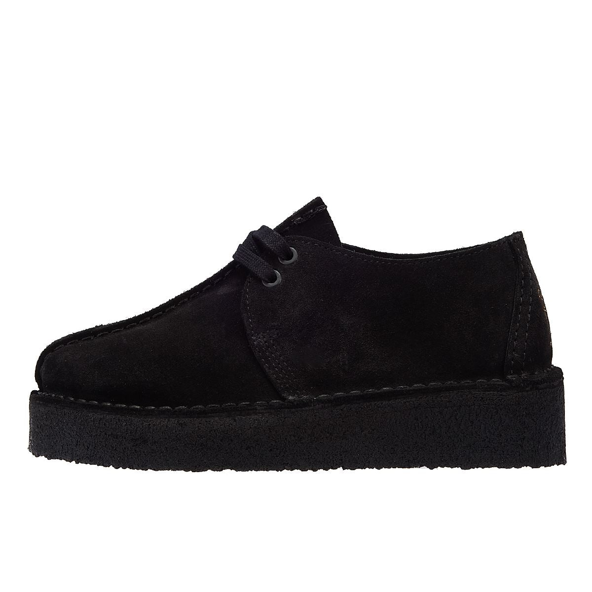 Clarks Chaussures Confort Femme En Daim Noir À Talon Compensé Trek Originals