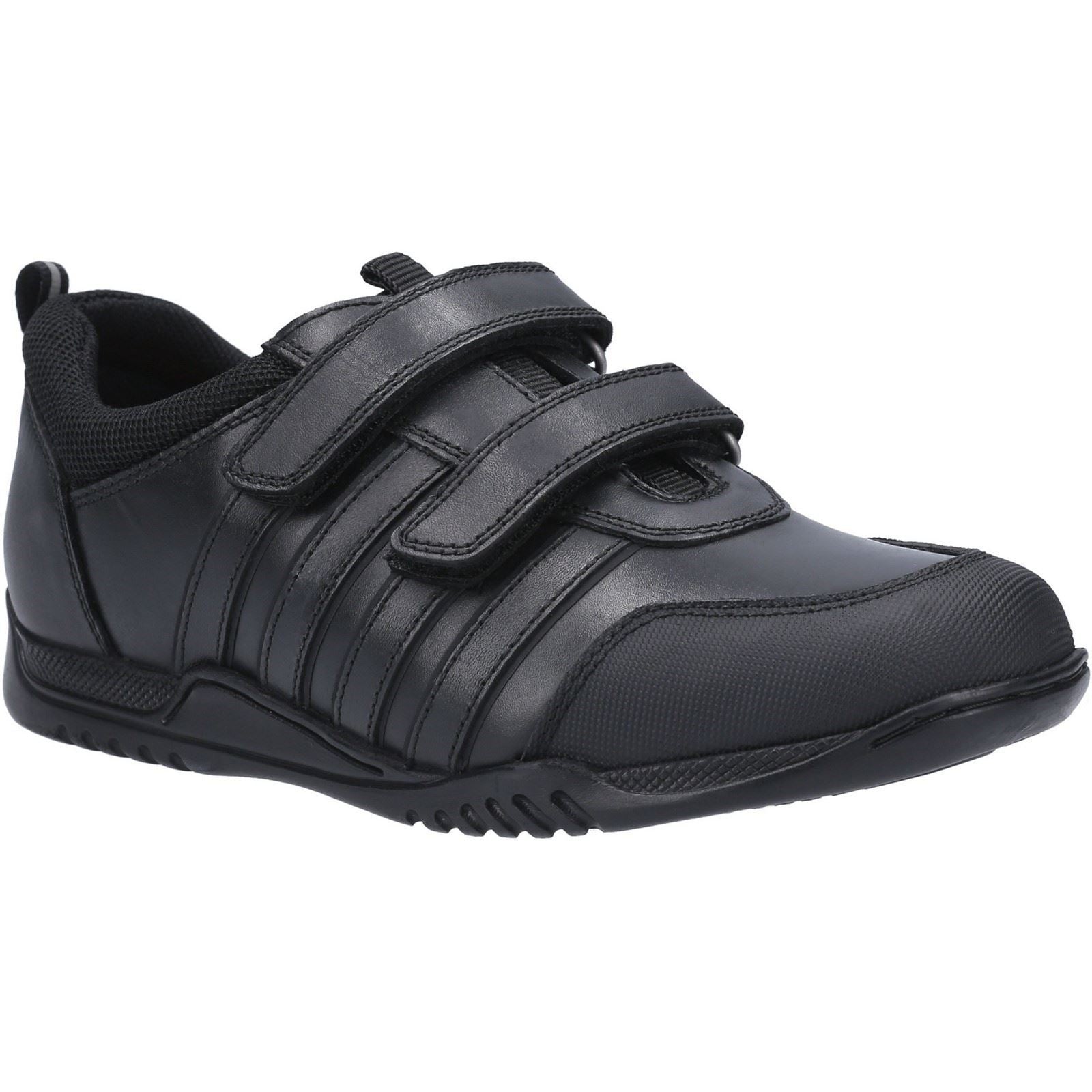 Hush Puppies Josh Senior Chaussures Noires Pour Garçons En Cuir