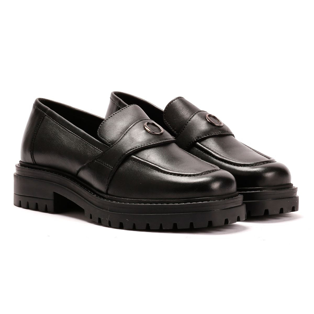 Osprey London The Greenwich Mocassins En Cuir Pour Femmes Noirs