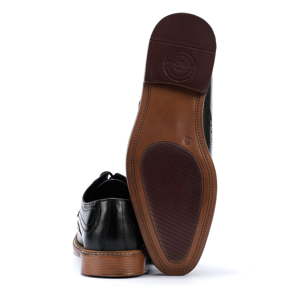Lambretta Harvey Brogue Chaussures À Lacets En Cuir Noir Pour Hommes