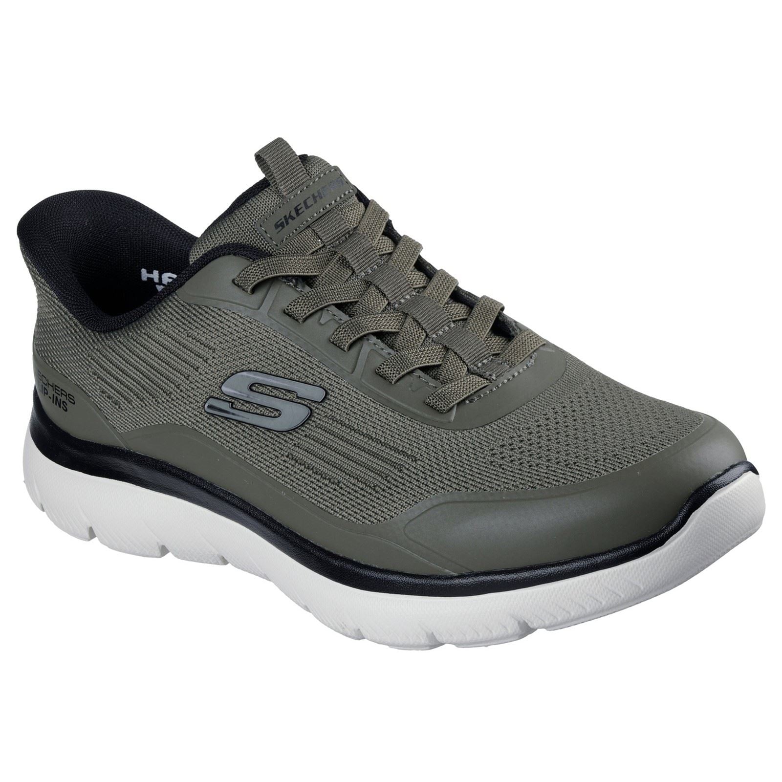 Skechers Summits Leyter Baskets Noires/Olives En Textile Pour Hommes