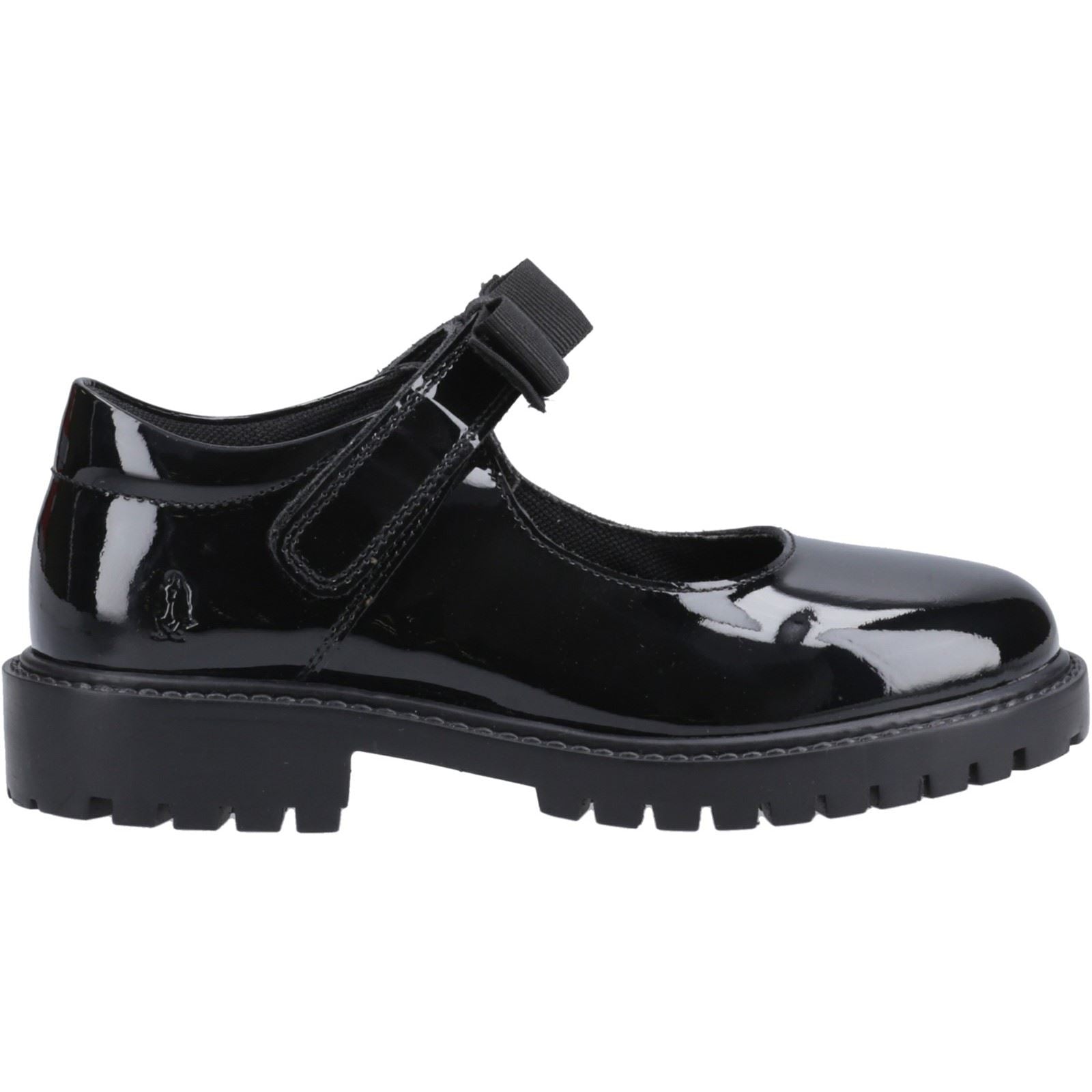 Hush Puppies Astrid Bow Chaussures Noires Pour Filles En Cuir