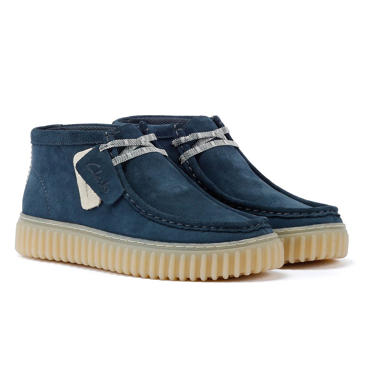 Clarks Main Torhill Hi Bottes Bleues En Daim Pour Hommes