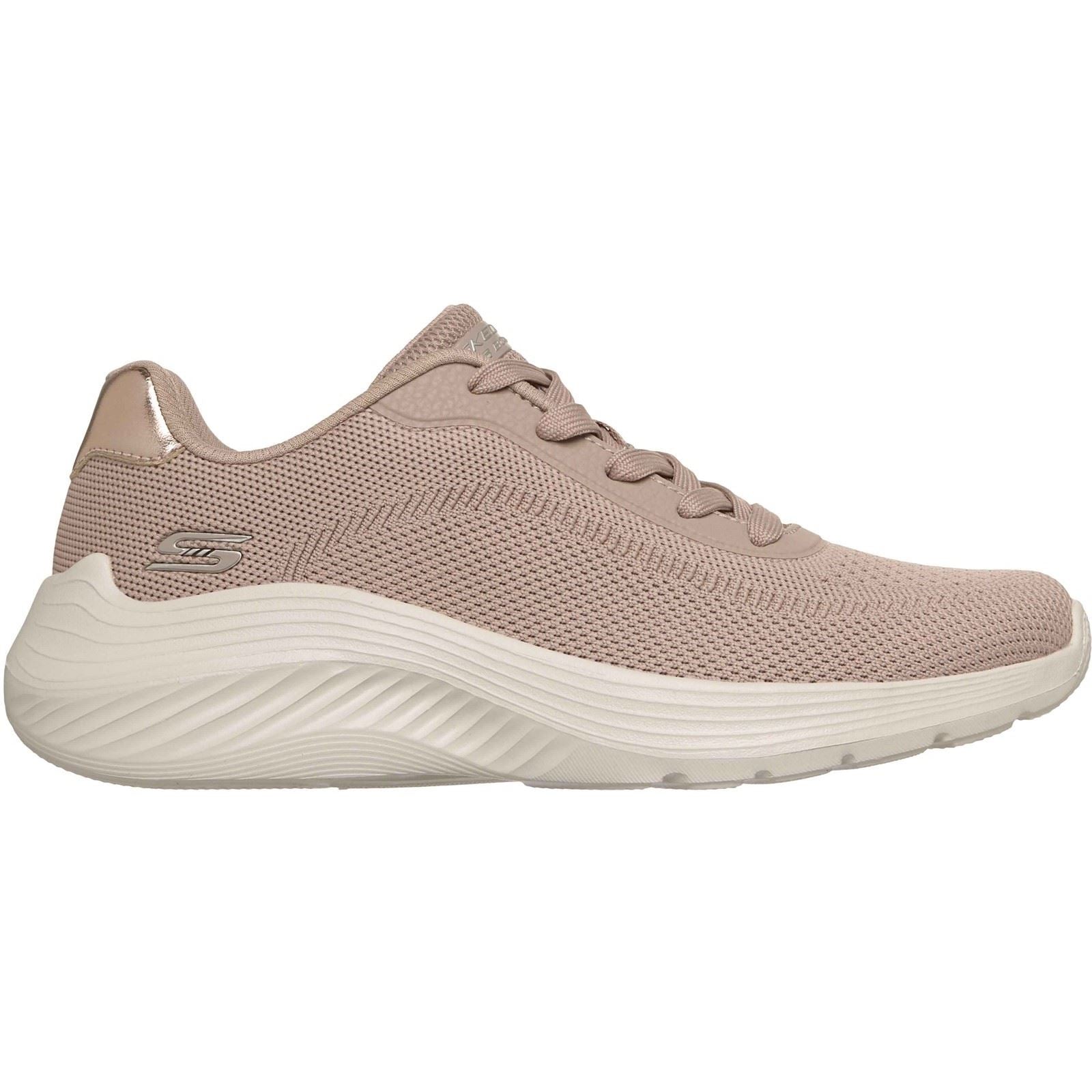 Skechers Bobs Squad Waves Current Look Baskets Taupe Pour Femmes En Textile