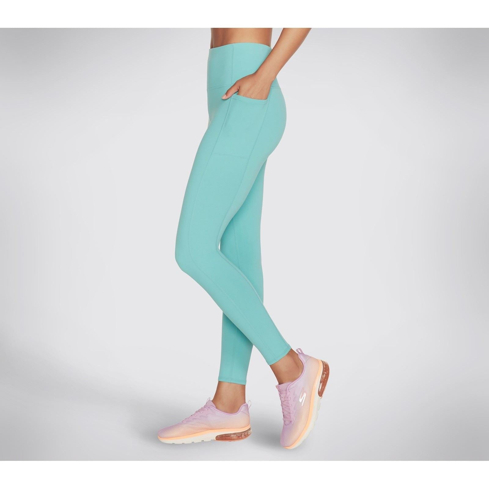 Skechers Performance GOWALK Wear High Waisted Leggings De Sport En Nylon Pour Femmes Turquoise Clair