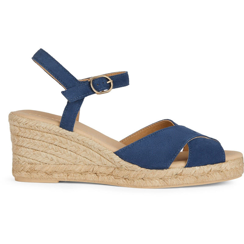 Geox D Gelsa Low C Sandales En Cuir Pour Femmes De Couleur Marine